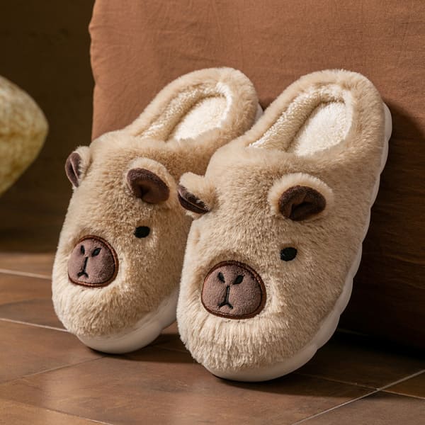 brown capybara slipper for women
