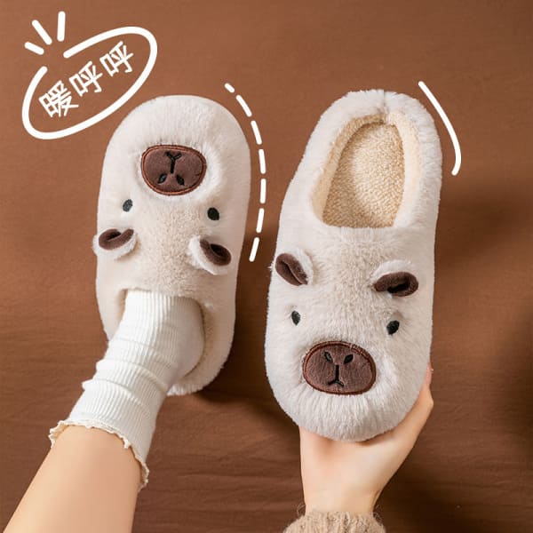white capybara slipper for women